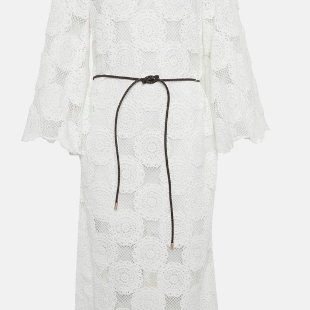 Zimmerman white crochet midi dress